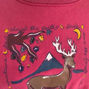 Vintage Graphic Sweatshirt deer‎ Cozy Cottagecore Outdoors Nature 90s Large thumbnail 7