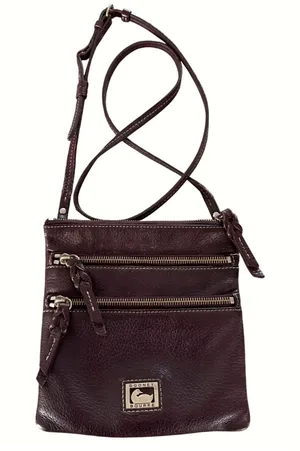 Dooney &‎ Bourke Vintage Burgundy Leather Triple Zip Crossbody Bag thumbnail 1