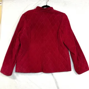 VTG Charter Club L Quilted Leather Jacket Red Mock Neck Equestrian Preppy Winter thumbnail 5
