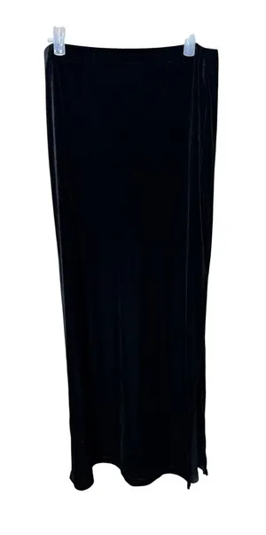 ENT Entrance Vintage Black Velvet Maxi Skirt Side Slit Made in USA Womens Large thumbnail 1