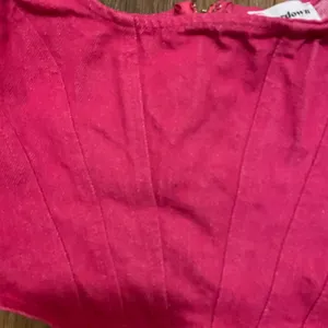 Superdown Womens Hot Pink Denim Crop Cropped Corset Tank Top S Small Bust 30” thumbnail 2