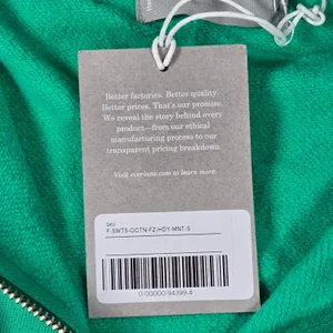 Everlane Organic Cotton Full Zip Hoodie Bright Jade Green Size Small‎ Cropped thumbnail 5