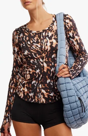Free People Movement Printed Leopard Right On Run Layer Top Size XL NWOT thumbnail 1