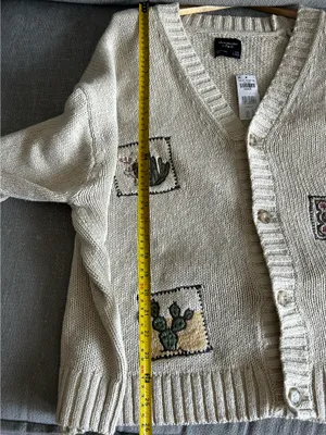 Abercrombie Knit Oversized Novelty Cardigan XXL Western Prairie Patchwork Chunky thumbnail 7