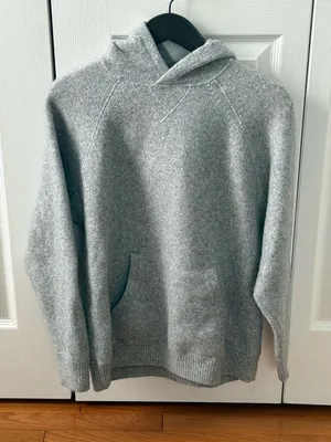 Aritzia Tna Bobby Wool Blend Knit Hoodie in Light Gray thumbnail 2