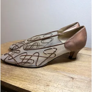 Vintage Paloma Italy Bronze Mesh Kitten Heels 8.5B Soutache Y2K Needs Repair thumbnail 9