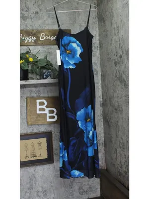 NWT Aqua Lined Spaghetti Strap Floral Mesh Maxi Dress DC9891BL Blue Floral M thumbnail 3