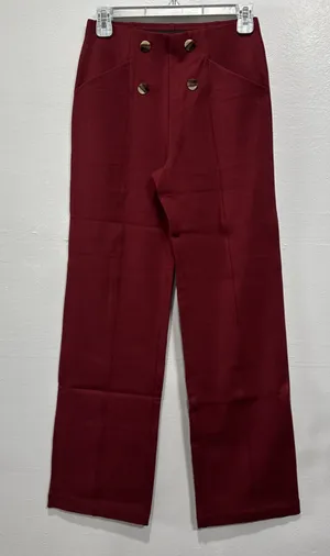 Betabrand Atlantic Pant Wide Leg Dress Pant Yoga Pants S Oxblood Office Business thumbnail 1