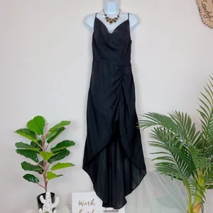 Bellevue Olivia Black Cowl Neck Gown Maxi Dress with Ruched Hem Wedding Guest thumbnail 2