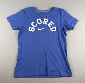 Nike Womens Scored Graphic T-Shirt Blue Slim Fit Short Sleeve Tee XL thumbnail 1