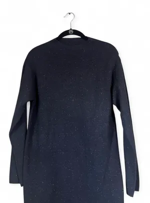 M&S Collection Sweater Dress SzM Long Sleeve Knit Midi Side Slit Metallic Thread thumbnail 3