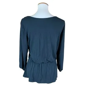 Deletta Alee Anthropologie Black Ruffle Long Sleeve Peplum‎ Top Womens Medium thumbnail 5