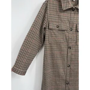 C By One Womens Houndstooth Plaid XL Brown Shacket Quiet Luxury Academia Casual thumbnail 3