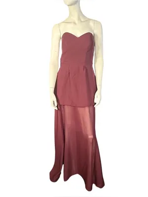 Witness of Love Strapless, Structured Mini Dress w/Chiffon Overlay Wine 6 NWT thumbnail 3