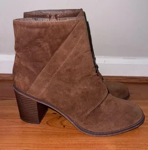 Brown Heeled Suede Boots Size 11 thumbnail 1