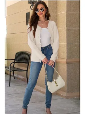 NEW Cardigan Sweater Bow Button Down Knit Tie XL thumbnail 7