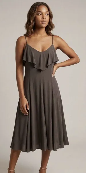 Anthropologie Dress Women Size Medium Ruffle Green Mini Summer Sadie & Sage thumbnail 1
