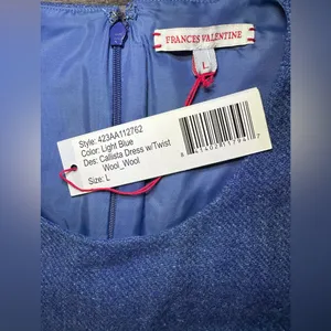 FRANCES VALENTINE Callista Wool-Blend Dress Blue NWT Large Chic thumbnail 10