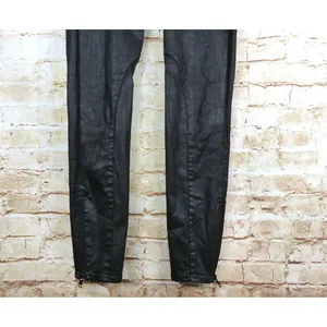 Madewell Jeans Womens 26 Black Skinny Ankle Leather Coated Biker Moto Zip Pocket thumbnail 5