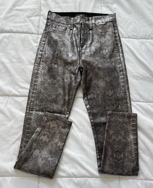 7 For All Mankind Jeans Womens 26 High Rise Gray Snake Print‎ Skinny Stretch thumbnail 1