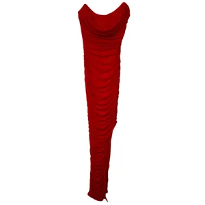 NWT Babyboo Demi Red Ruched Cowl Neck Slit Strapless Bodycon Maxi Dress Size XS thumbnail 10