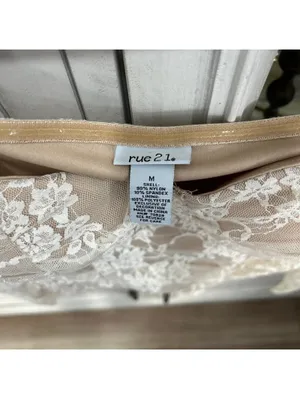Rue21 Women's Cream Floral Lace Corset Top M Coquette Romantic Sheer Long Sleeve thumbnail 4