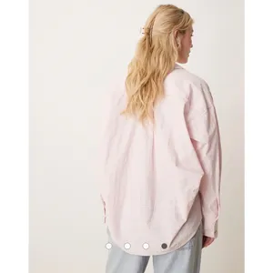 We The Free Striped Button Down Womens L Pink Coastal Boho‎ Oversized Shirt thumbnail 3