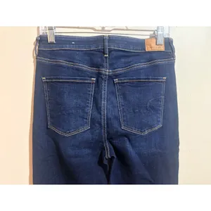 American Eagle Flare Jeans Womens 8 Long Blue Excellent Super Hi-Rise Stretch thumbnail 12