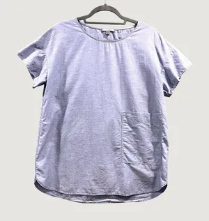 COS Minimalist Light Blue Tunic Top S Boxy Summer Cotton Blend Blouse‎ Pocket thumbnail 1