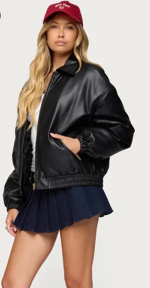 Edikted Bomber Jacket Faux Leather Halley Black thumbnail 3