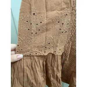 NWT American Eagle Eyelet Floral Boho Tiered Ruffle Sleeveless Top Tan XS/S New. thumbnail 6