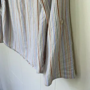 Selene Sport Vintage Linen Rayon Striped Roll Tab Sleeve Button Up Shirt ~ Sz L thumbnail 7