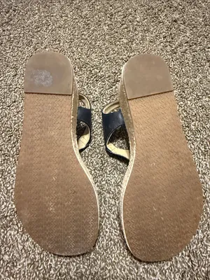 Michael Michael Kors Thong Wedge Espadrille Sandals MK Logo Black Espadrilles 7M thumbnail 8