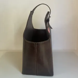 Zimlay Natural Leather Magazine Holder With Belt Strap Handle Handmade thumbnail 4