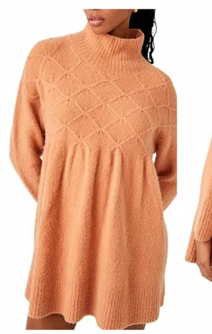 Free People Jaci Wool Blend Sweater Dress Women’s XL Beige Mock Neck thumbnail 1
