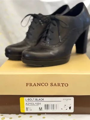 Franco Sarto Black Lace-Up Brogue Heel Boots thumbnail 4