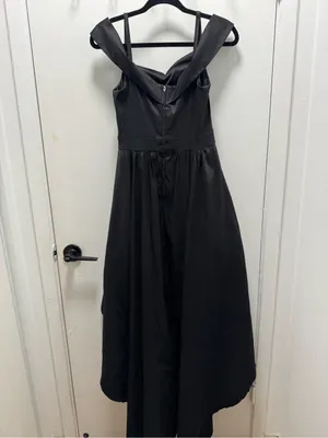 B Darlin Black Off-Shoulder Asymmetrical Hi Low Evening Cocktail Dress US 5/6 thumbnail 3