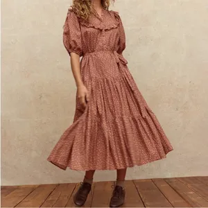 Christy Dawn Dress Emilia‎ Floral Midi Cotton Rooibos Harvest S EUC thumbnail 9