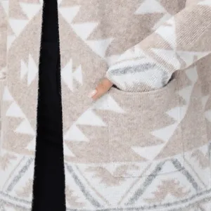 NWT Frye Ladies' Patterned Cardigan Sweater Oatmeal Combo M thumbnail 5