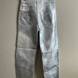 Zara silver metallic coated boyfriend fit straight leg jeans size 2 thumbnail 12