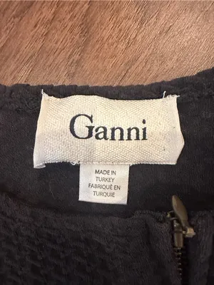 Ganni Women’s Black Peplum Zip-Front Top Size Small - C16-051 thumbnail 2