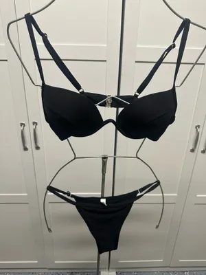 SHEIN Black Ribbed  Bikini Set thumbnail 2