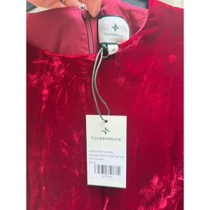 NEW Tuckernuck Silk-Blend Velvet Colorblock Maxi Dress Red Pink Size Medium thumbnail 4