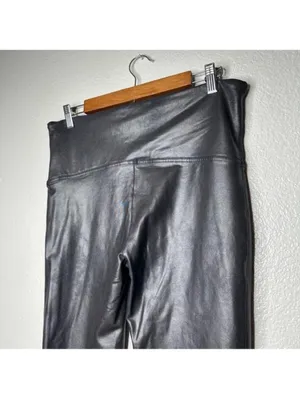 Spanx Women's Faux Leather Leggings 2X Black Ankle Full Length Edgy High Waist thumbnail 6