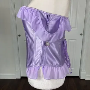 Whimsical Fairy Purple Lilac Satin Off The Shoulder Corset M NWT thumbnail 9