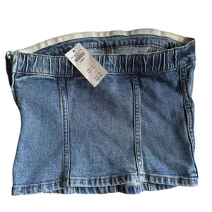 Abercrombie & Fitch NWT Strapless Denim Corset Top in Mid Wash Denim Size XS thumbnail 6