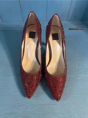 White House Black Market Red Crystal Embellished Pointed Pumps | Size 7 thumbnail 4