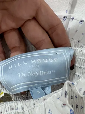 Hill House Home The Nap Dress White Blue Print Smocked Midi S thumbnail 3