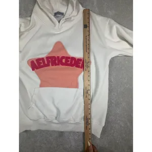 Aelfric Eden Women's Small Star Graphic Pullover Hoodie Cream Pink Chenille Y2K* thumbnail 6