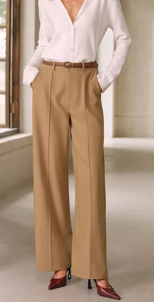 Rihoas Khaki Natural Waisted Pocket Straight Pants thumbnail 1